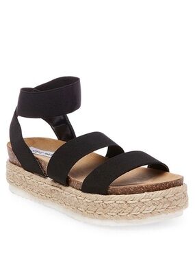 NEW Steve Madden Black Kimmie Elastic Espadrille Platform Sandals